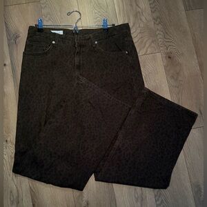 Zara Dark Brown Leopard-Print Jeans